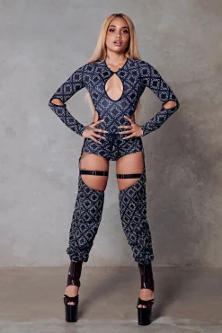Women CXIX Leggings & Bikers*119 Chaps - Black With Print