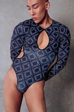 Women CXIX Body & Jumpsuits*119 Plunge Bodysuit - Black With Print