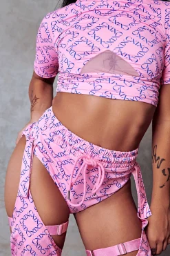 Women CXIX Tees & Tops*119 Statement Crop Tee - Pink With Print