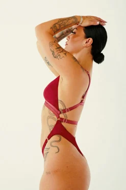 Women CXIX Body & Jumpsuits*Aphrodite Bodysuit - Maroon Suede