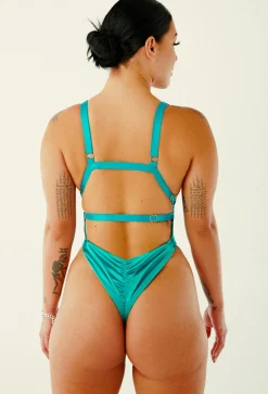 Women CXIX Body & Jumpsuits*Aphrodite Bodysuit - Turquoise Satin