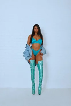 Women CXIX Body & Jumpsuits*Aphrodite Bodysuit - Turquoise Satin