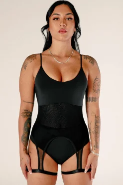 Women CXIX Body & Jumpsuits*Baddies Garter Bodysuit - Black