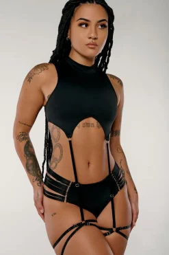Women CXIX Tees & Tops*Dopamine Garter Top - Black
