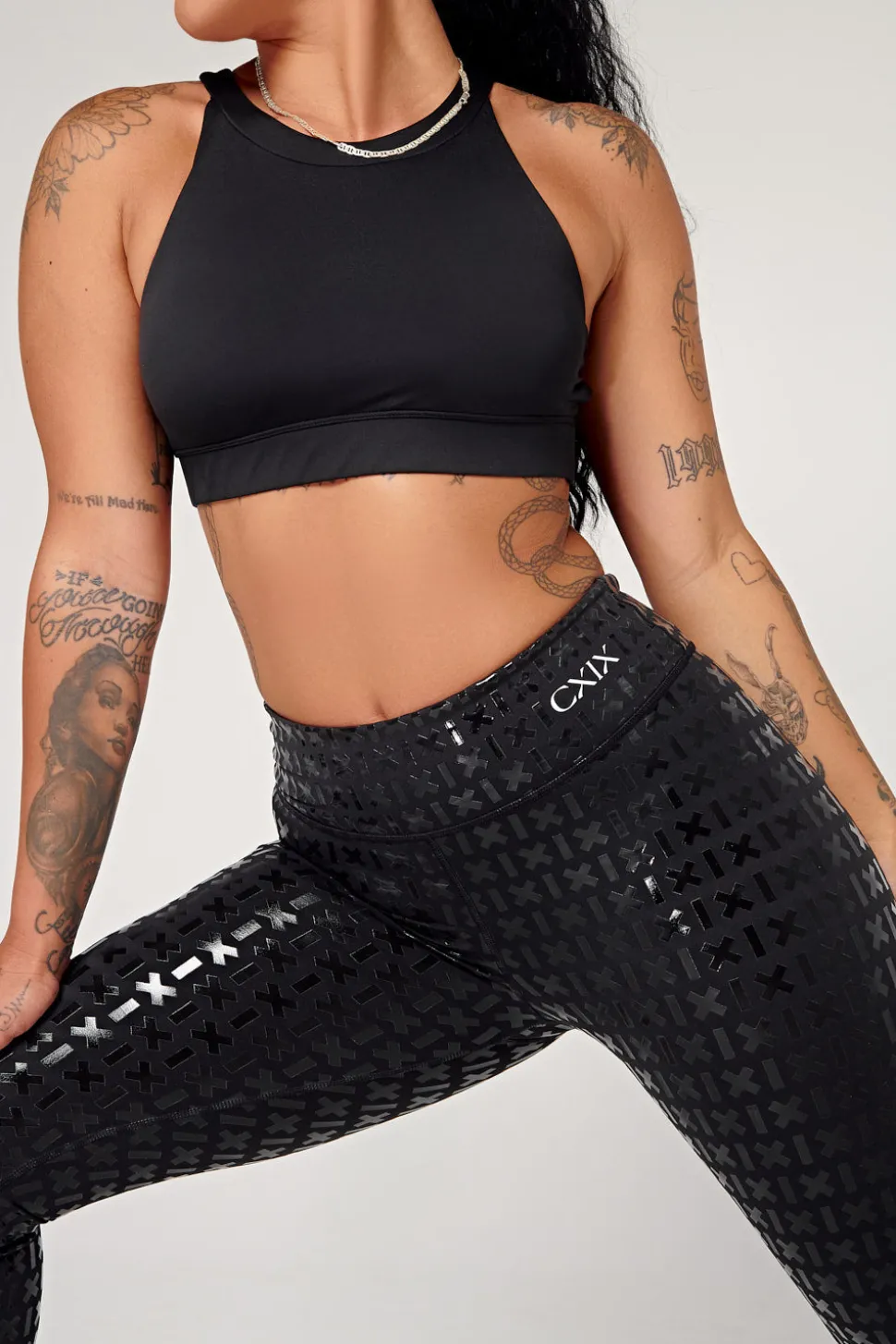 Women CXIX Leggings & Bikers*Gecko Grip™ Leggings: Black Waistband Grip