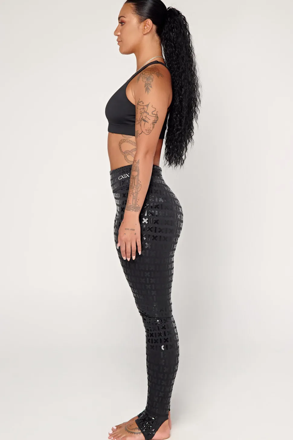 Women CXIX Leggings & Bikers*Gecko Grip™ Leggings: Black Waistband Grip