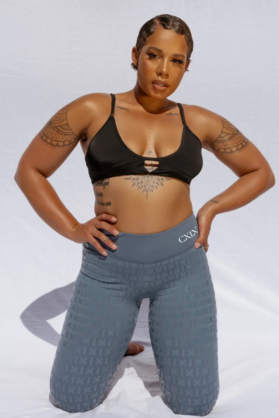 Women CXIX Leggings & Bikers*Gecko Grip™ Leggings: Steel Blue
