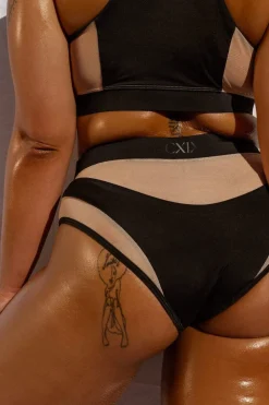 Women CXIX High Waisted Bottoms*Goddess High Waisted Bottoms - Black With Sand Mesh