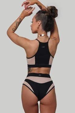 Women CXIX High Waisted Bottoms*Goddess High Waisted Bottoms - Black With Sand Mesh