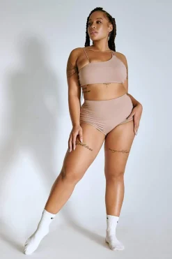 Women CXIX Leggings & Bikers*Luxlounge Booty Shorts -Taupe