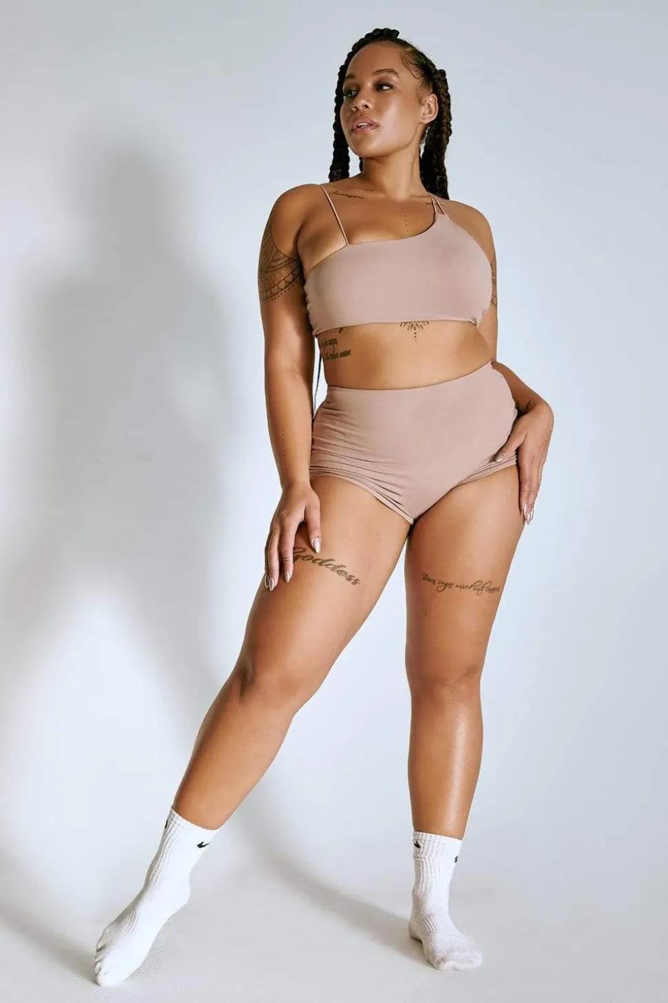 Women CXIX Leggings & Bikers*Luxlounge Booty Shorts -Taupe