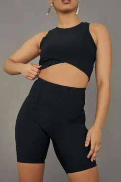 Women CXIX Leggings & Bikers*Move It Ribbed Corset Biker Shorts - Black