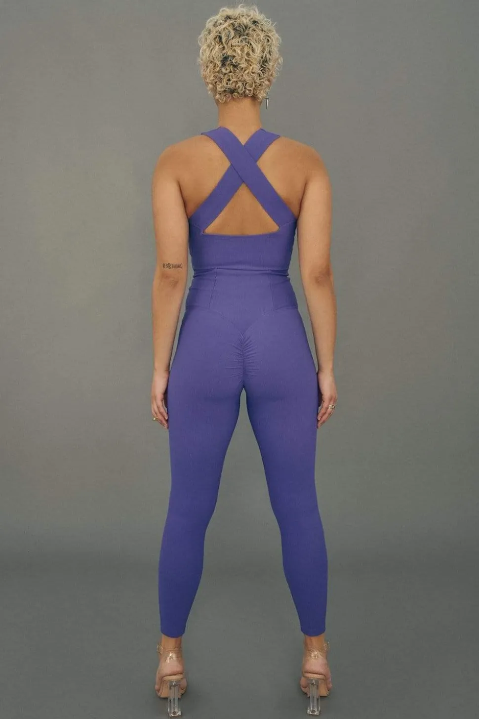 Women CXIX Leggings & Bikers*Move It Ribbed Corset Leggings - Violet Dusk