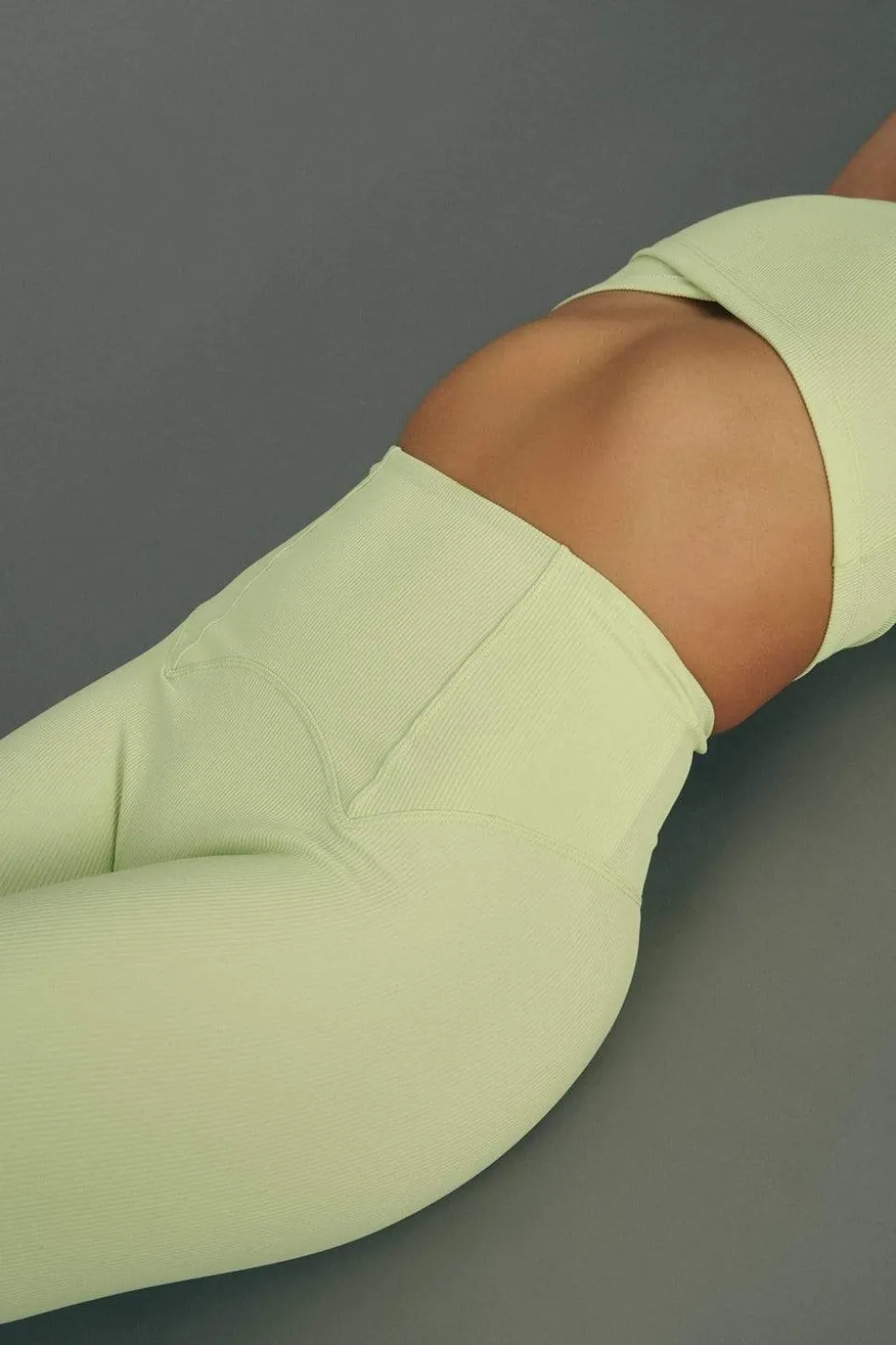 Women CXIX Leggings & Bikers*Move It Ribbed Corset Leggings - Appletini