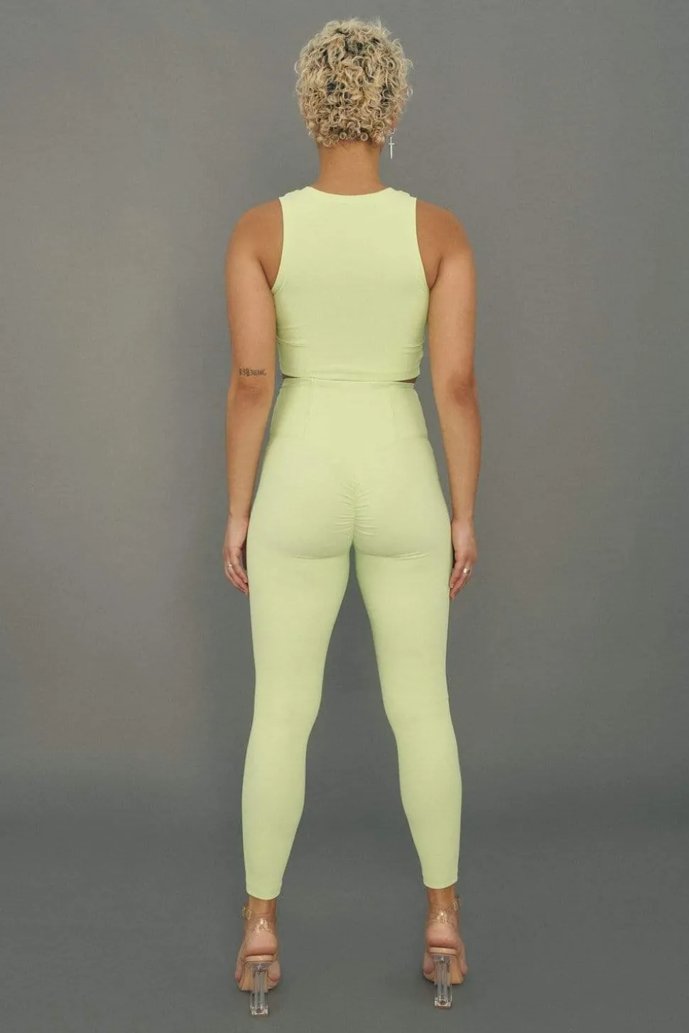 Women CXIX Leggings & Bikers*Move It Ribbed Corset Leggings - Appletini