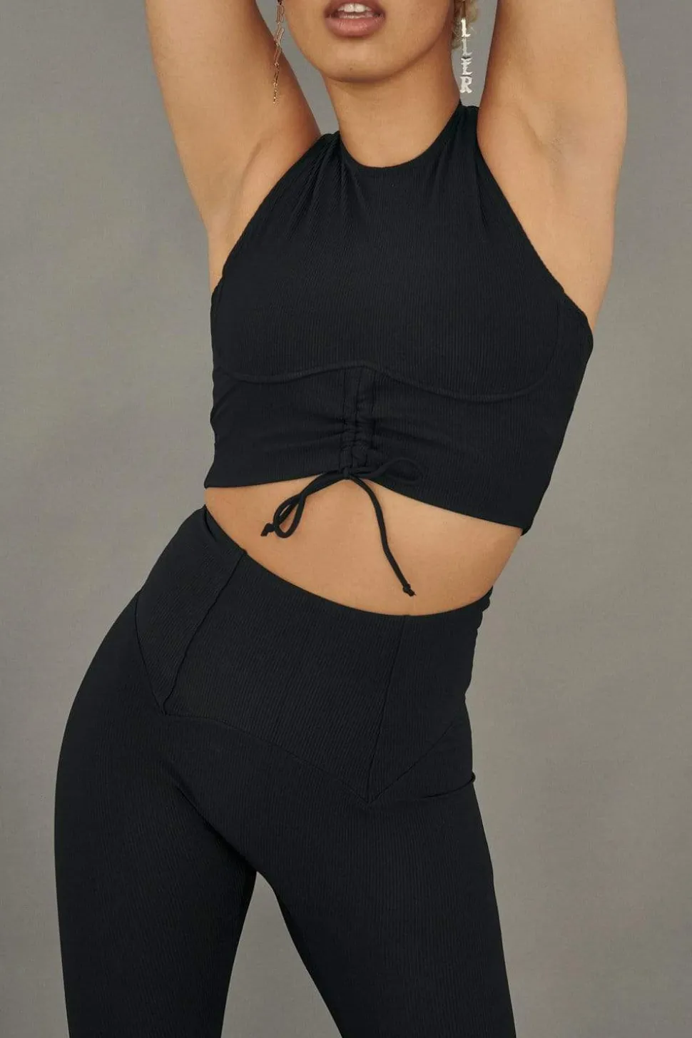 Women CXIX Leggings & Bikers*Move It Ribbed Corset Leggings - Black