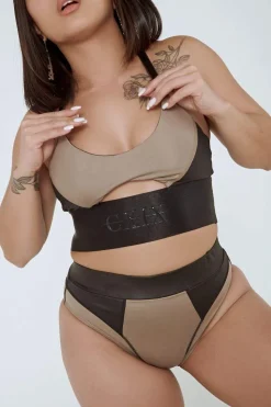 Women CXIX Tees & Tops*Riding Solo Sports Bra - Black/Mink