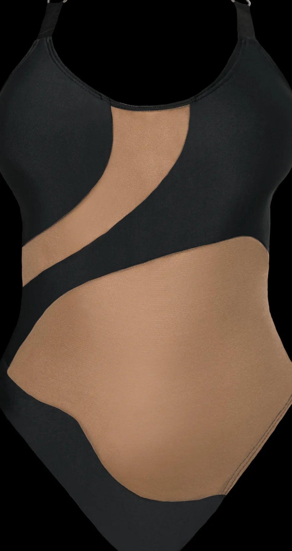 Women CXIX Body & Jumpsuits*Silhouette One-Piece Body Suit - Black With Cream Mesh
